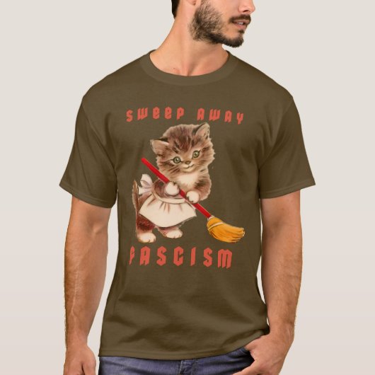 Schattigee retro kitten - veeg fascisme weg t-shirt (Voorkant)