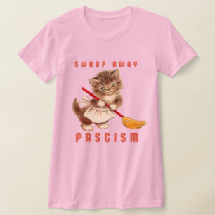 Schattigee retro kitten - veeg fascisme weg t-shirt