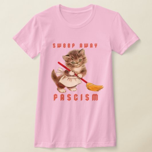 Schattigee retro kitten - veeg fascisme weg t-shirt (Laagn)