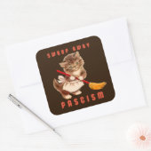 Schattigee retro kitten - veeg fascisme weg vierkante sticker (Envelop)