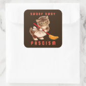 Schattigee retro kitten - veeg fascisme weg vierkante sticker (Tas)