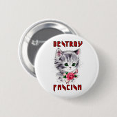 Schattigee retro kitten - vernietig fascisme ronde button 5,7 cm (Voorkant /achterkant)