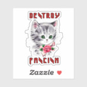 Schattigee retro kitten - vernietig fascisme sticker (Vel)