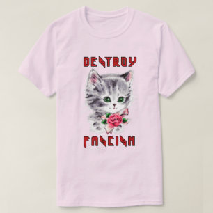 Schattigee retro kitten - vernietig fascisme t-shirt