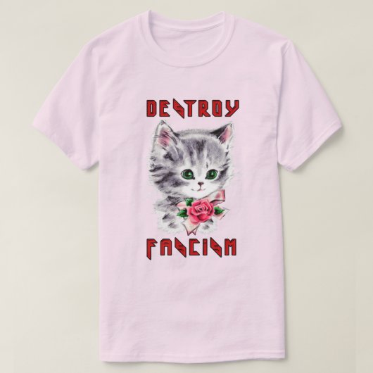 Schattigee retro kitten - vernietig fascisme t-shirt (Design voorkant)