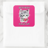 Schattigee retro kitten - vernietig fascisme vierkante sticker (Tas)