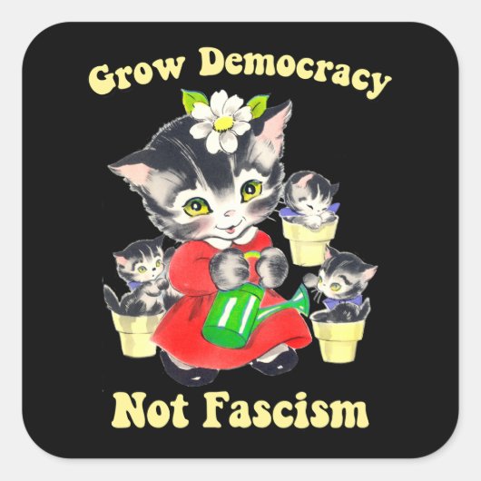 Schattigee retro-Kittens - groei democratie niet f Vierkante Sticker (Voorkant)