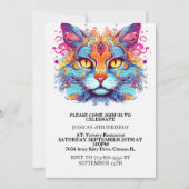 Schattigee Retro Kitty Cat verjaardagsfeestje Kaart (Voorkant)