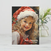 Schattigee retro klein meisje feestelijke decorati feestdagenkaart (Staand voorkant)