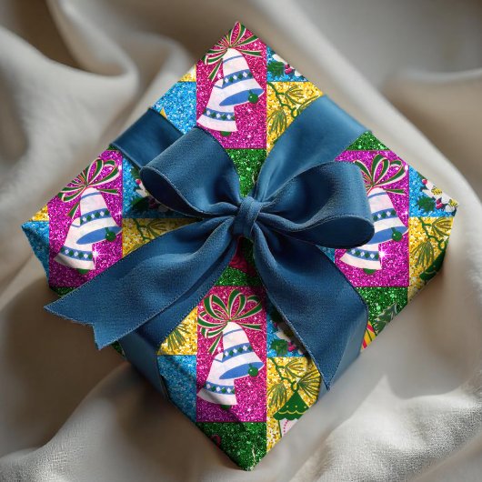 Schattigee retro kleurrijke collage feestdagen kle cadeaupapier