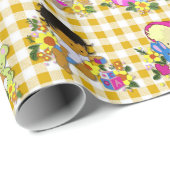 Schattigee Retro Kleurrijke Geel Plaid Baby shower Cadeaupapier (Rol Hoek)