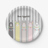 Schattigee Retro Kleurrijke Lama's Kinder Partij Papieren Bordje (Voorkant)