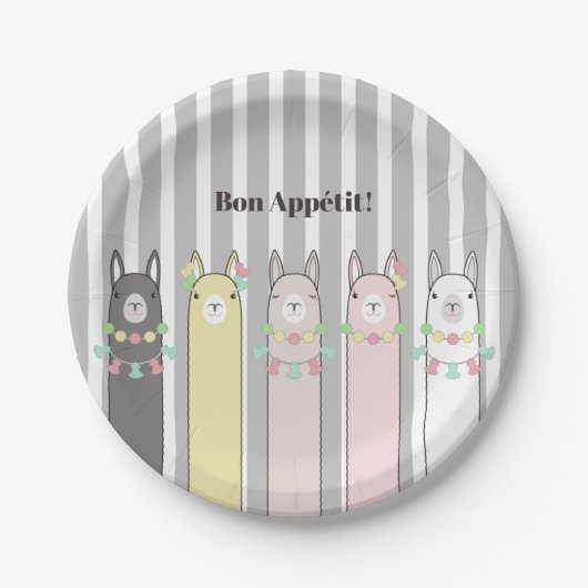 Schattigee Retro Kleurrijke Lama's Kinder Partij Papieren Bordje (Voorkant)