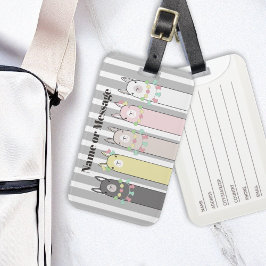 Schattigee Retro Kleurrijke Llama's Meisje Kinder Bagagelabel