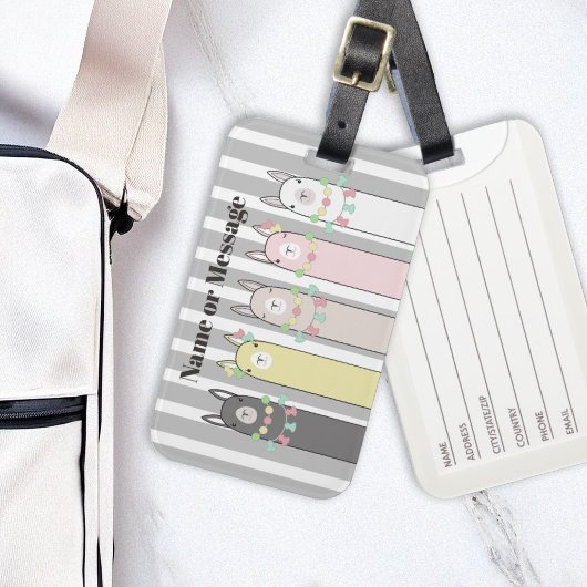 Schattigee Retro Kleurrijke Llama's Meisje Kinder Bagagelabel