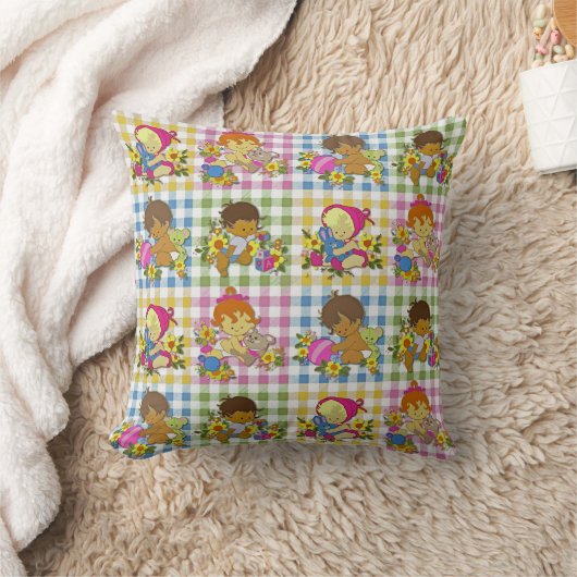 Schattigee Retro Kleurrijke Patchwork Plaid Baby s Kussen (Deken)