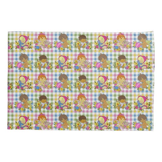 Schattigee Retro Kleurrijke Patchwork Plaid Baby s Kussensloop (Achterkant)