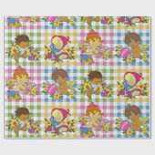 Schattigee Retro Kleurrijke Plaid Baby shower Cadeaupapier (Vlak)