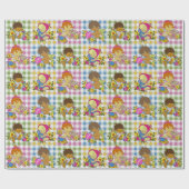 Schattigee Retro Kleurrijke Plaid Baby shower Cadeaupapier (Vlak)