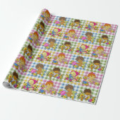 Schattigee Retro Kleurrijke Plaid Baby shower Cadeaupapier (Uitgerold)