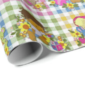 Schattigee Retro Kleurrijke Plaid Baby shower Cadeaupapier (Rol Hoek)