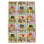 Schattigee Retro Kleurrijke Plaid Baby shower Medium Cadeauzakje (Achterkant)