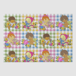 Schattigee Retro Kleurrijke Plaid Baby shower Tissuepapier