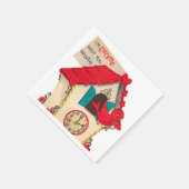 Schattigee retro  koekoeksklok party servetten (Hoek)