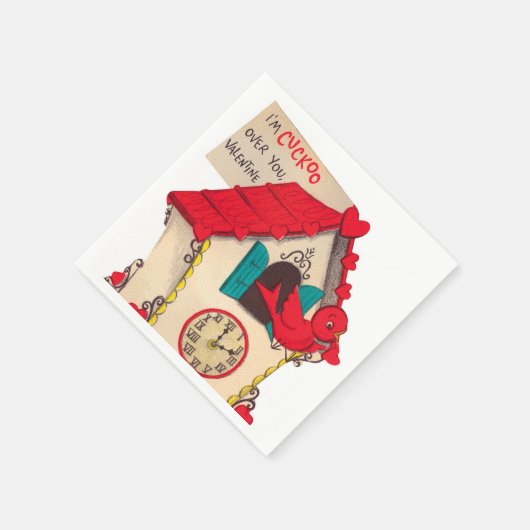 Schattigee retro  koekoeksklok party servetten (Hoek)