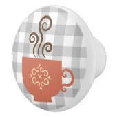Schattigee Retro Koffie of Tea Cup op Grijze Buffe Keramische Knop (Rechts)