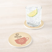 Schattigee Retro Koffie of Theebeker op Verouderde Zandsteen Onderzetter (Zijkant)