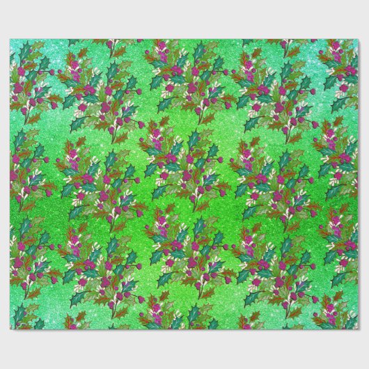 Schattigee retro  laat feestdagen groen roze cadeaupapier (Vlak)