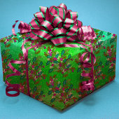 Schattigee retro  laat feestdagen groen roze cadeaupapier