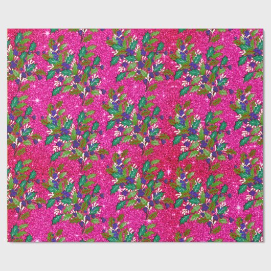 Schattigee retro  laat feestdagen heet roze cadeaupapier (Vlak)