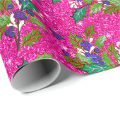 Schattigee retro  laat feestdagen heet roze cadeaupapier (Rol Hoek)