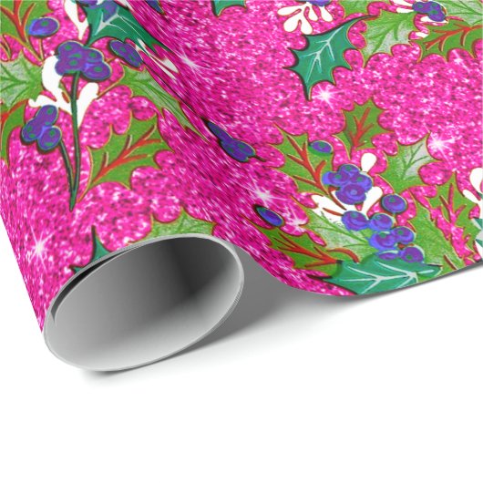 Schattigee retro laat feestdagen heet roze cadeaupapier (Rol Hoek)