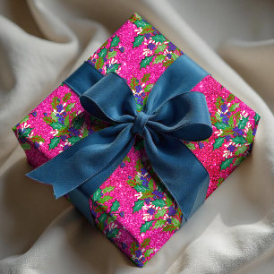 Schattigee retro laat feestdagen heet roze cadeaupapier