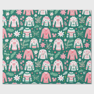 Schattigee retro lelijke trui roze en groen plezie cadeaupapier
