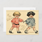 Schattigee retro liefde kinderen illustratie feestdagenkaart (Voorkant / Achterkant)