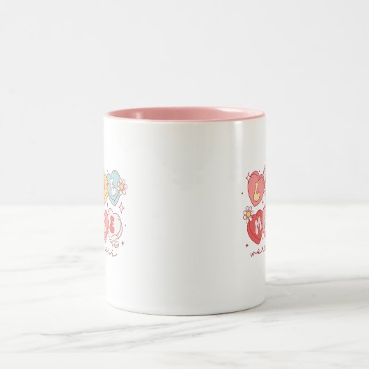 Schattigee retro liefde meer, zorgen minder koffie tweekleurige koffiemok (Center)