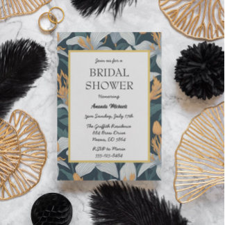 Schattigee Retro Lilies Floral Bridal Shower Uitno Kaart