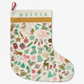 Schattigee retro look doedels grote kerstsok (Voorkant)