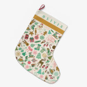 Schattigee retro look doedels grote kerstsok (Voorkant (Hangend))