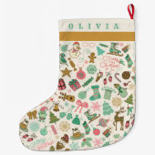 Schattigee retro look doedels grote kerstsok (Achterkant)