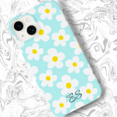 Schattigee retro madeliefjes op lichtblauwe girly  Case-Mate iPhone case