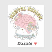 Schattigee retro mentale gezondheidszaken bloemenv sticker (Vel)