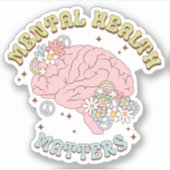 Schattigee retro mentale gezondheidszaken bloemenv sticker (Voorkant)