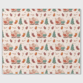 Schattigee Retro Merry Vibes Kerst Kawaii Patroon Cadeaupapier (Vlak)