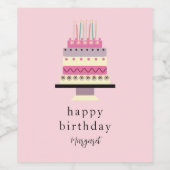 Schattigee retro met de hand geïllustreerde meisje wijn etiket (Enkel label)