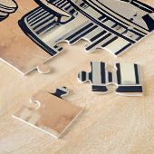 Schattigee retro moeder en dochter samen bakken legpuzzel (Zijkant)